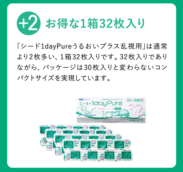 ワンデーピュアうるおいプラス 乱視用 お得な32枚入り