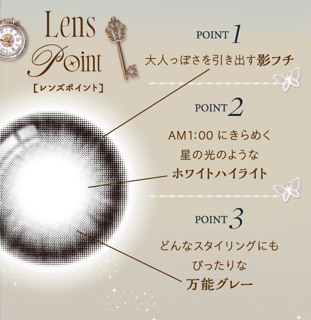 ワンデーリフレアシエルメイ(1day Refrear Cieluei) 真夜中 レンズポイント 星の光のようなホワイトハイライト