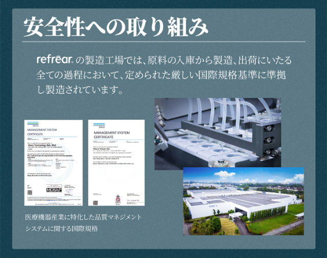 安全性への取り組み|橋本愛(はしもとあい)さんイメージモデル ワンデーリフレア シリコーン UV W-モイスチャー クリアコンタクトレンズ 1箱30枚入り