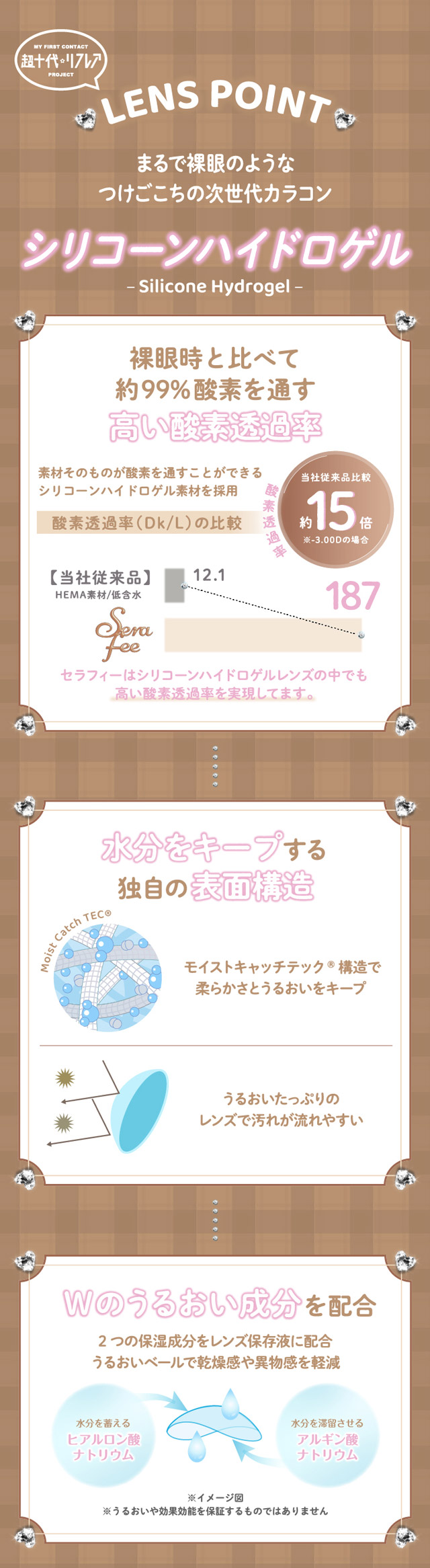 ワンデーリフレア セラフィーはまるで裸眼のようなつけごこちのシリコーンハイドロゲル素材|ワンデーリフレア セラフィー(1day Refrear Serafee) 甘くて可愛くて、しっかり盛れる主役になれる存在感で今の私を一番可愛くする甘めギャルのための、100%盛れセルフィーレンズ 土屋 惺来ちゃんプロデュース ワンデー カラコン 1箱10枚入り BC8.7mm