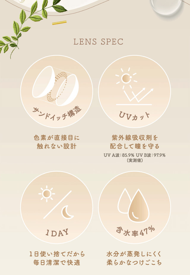 ワンデーリフレア アンローラのレンズスペック,サンドイッチ構造,UVカット,1日使い捨て,含水率47%|シリコーン素材の回らないレンズ,回らないから瞬きしても綺麗,坂巻有紗イメージモデルのワンデーカラコン「ワンデーリフレア アンローラ(1day Refrear Unrolla)」,シリコーン素材,1day,DIA14.5mm,BC8.7mm,シリコーンハイドロゲル