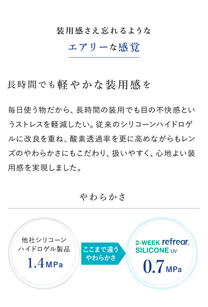14日間、瞳に寄り添う優しいレンズ。ツーウィークリフレアシリコーンUV,貴島明日香イメージモデル,クリアコンタクト,2週間,装用感さえ忘れるようなエアリーな感覚,長時間でも軽やかなな装用感を,