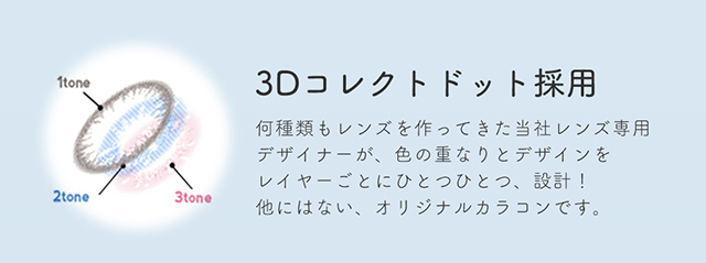 他にはないオリジナルカラコンの3Dコンタクトドット採用|度あり・度なしマンスリー カラコン DIA 14.5mm 1箱1枚入り「アンドミー(AND MEE)」