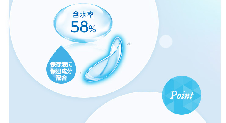 含水率58%で保存液に保湿成分配合