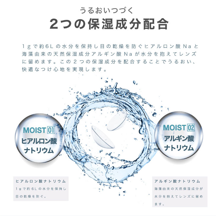 瞳を開放するエアレンズシリコーン|潤い続く2つの保湿成分配合