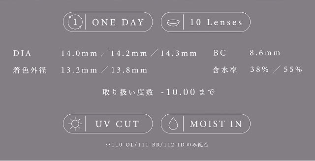 ワンデー,10枚入り,DIA14.0mm/14.2mm/14.3mm,着色外径13.2mm/13.8mm,UVカット,モイストイン,含水率38%/55%,BC8.6mm,ほっとする、ぽっとする、私の瞳。ビーハートビーワンデー(BeeHeartB)