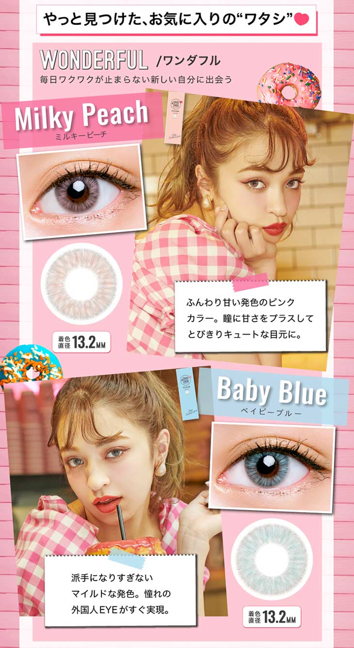 チュチュワンデー/CHOUCHOU/1day/日向カリーナ/やっと見つけた、お気に入りの”ワタシ”/WONDERFUL/ワンダフル/毎日ワクワクが止まらない新しい自分に出会う/ミルキーピーチ/ベイビーブルー
