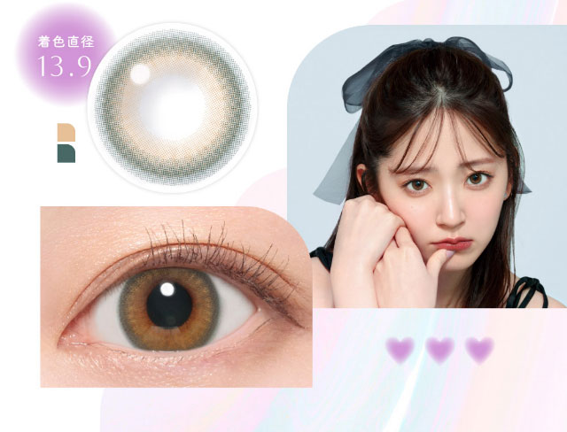 着色直径13.9mm,装用写真,レンズ写真|鈴木愛理イメージモデル,キャンディーマジック,ブルーライトカットにリニューアル,1day,DIA14.5,BC8.6