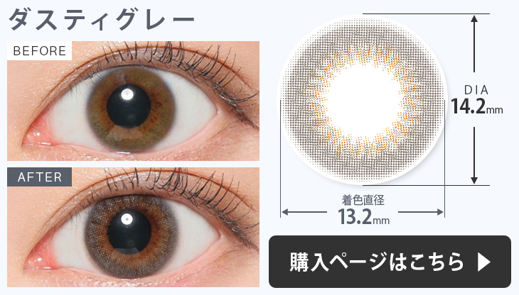 キャンディーマジックヴィクトリアワンデーカラコン ダスティグレーの装用画像