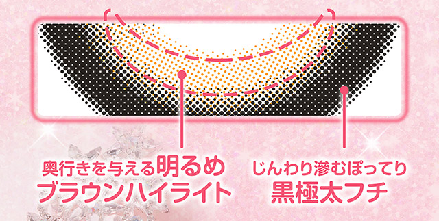 奥行きを与える明るめブラウンハイライト,じんわり滲むぽってり黒極太フチ|齊藤なぎさちゃんイメージモデルのワンデーカラコンChapun(シャプン)1DAY,DIA14.5mm/15.0mm,BC8.6mm,含水率58%,UVカット