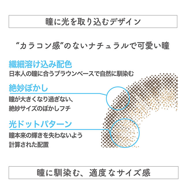 アイディクト,瞳に光を取り込むデザイン,カラコン感のないナチュラルで可愛い瞳