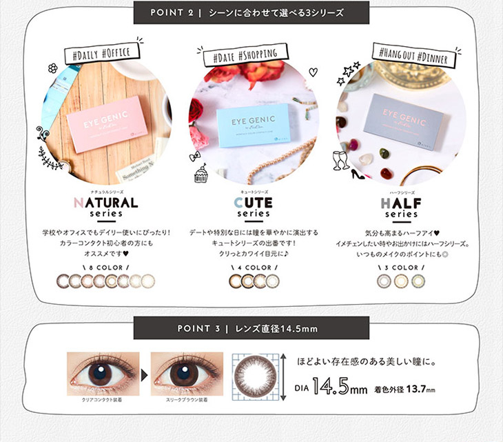 カラコン 新木優子イメージモデルアイジェニック 特徴