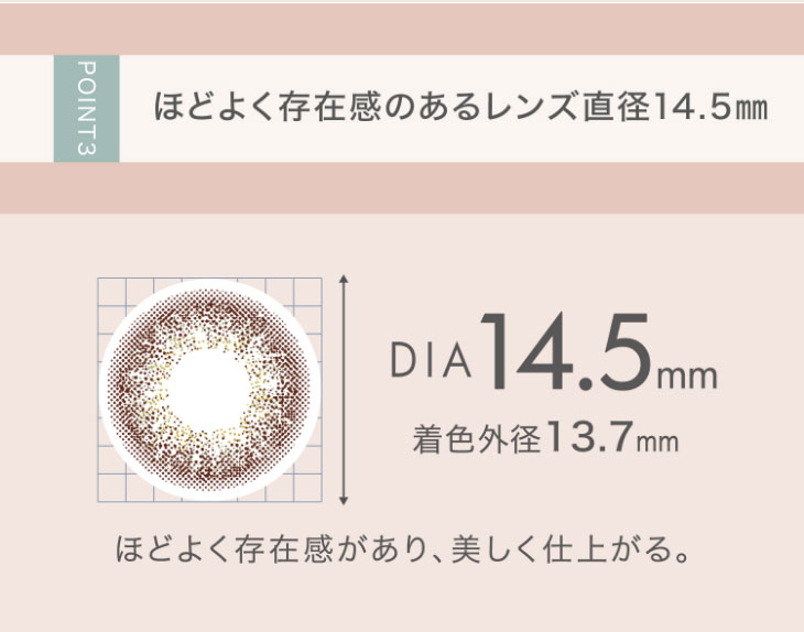 新木優子イメージモデル,アイジェニック,存在感のあるレンズ直径14.5mm