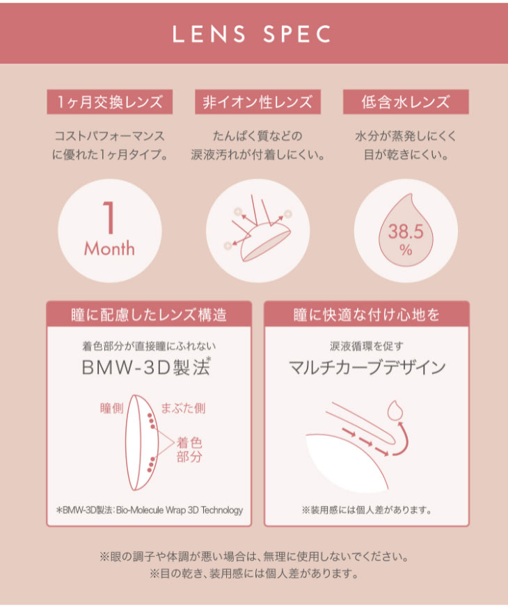 新木優子イメージモデル,アイジェニックのレンズスペック