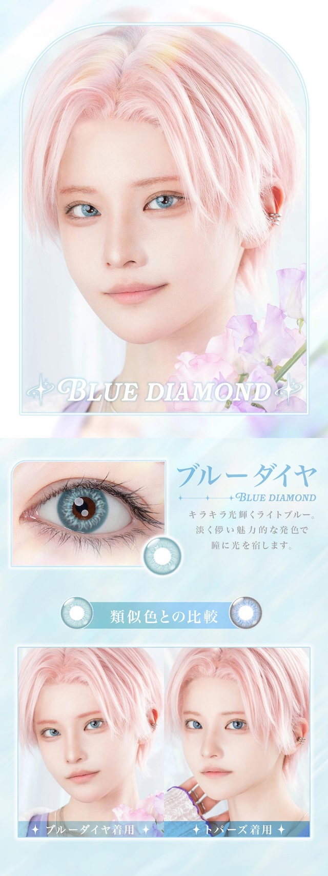 エティアレオーヴワンデーのブルーダイヤ|エティアレオーヴワンデー(Etia. Reorv 1day),1day,DIA14.5mm,着色直径13.7mm,BC8.8,10枚入り