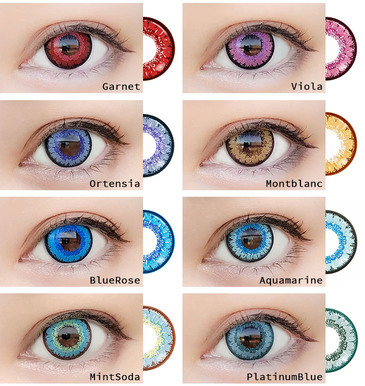 イメージモデルカラコンエティアクールワンデー モアコンスタッフの全色まとめ着画