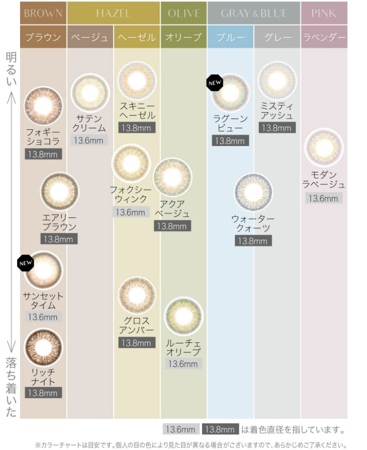 エバーカラー1dayルクアージュのカラバリ