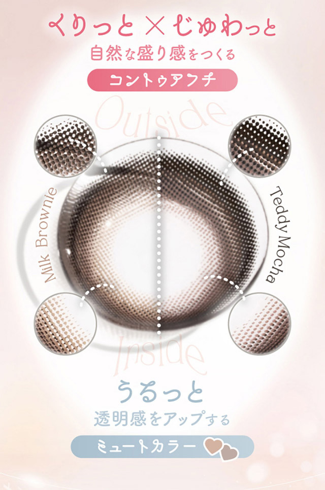 くりっと×じゅわっと自然な盛り感をつくるコントゥアフチ,うるっと透明感をアップするミュートカラー|新木優子さんイメージモデル♡バレずにかわいく盛れるエバーカラーワンデーナチュラル(EverColor1day Natural)