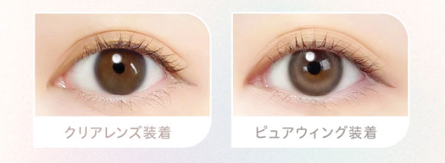 Summer Flower(サマーフラワー)装用写真とクリアレンズ装用写真の比較|エバーカラーワンデーニコリ(EverColor1day nicori)/ワンデーカラコン