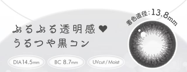 ぷるぷる透明感♡うるつや黒コン,着色直径13.8mm,DIA14.5mm,BC8.7|新木優子イメージモデルのマンスリーカラコン【エバーカラーワンマンス(Ever Color 1MONTH)】エバーカラーマンスリー カラコン マンスリーカラコン 1month 2枚入り 度あり・度なし  DIA14.5mm UVカット モイスト シリコーンハイドロゲル素材