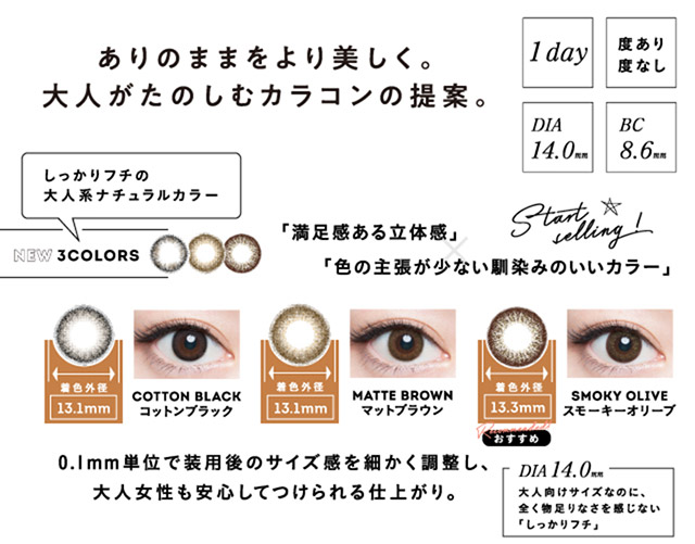 フェミーバイエンジェルカラー,ありのままをより美しく。大人がたのしむカラコンの提案。しっかりフチの大人系ナチュラルカラーの新色が3色登場