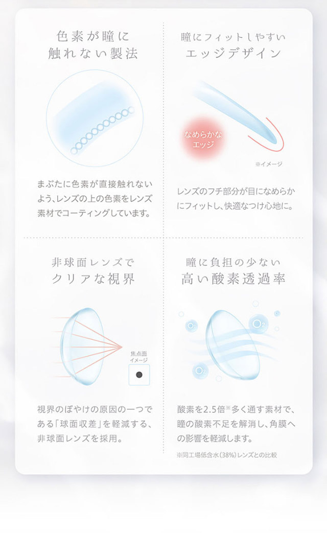 カイカは色素が目に触れない製法,瞳にフィットしやすいエッジデザイン,非球面レンズでクリアな視界,瞳に負担の少ない高い酸素透過率|沢尻エリカさんイメージモデル 自分らしさを咲かせるカラコン「Kaica(カイカ)」 ワンデーコンタクトレンズ 1day 1箱10枚入り UVカット DIA14.2mm BC8.6mm 含水率38% ナチュラル&ニュアンスカラー