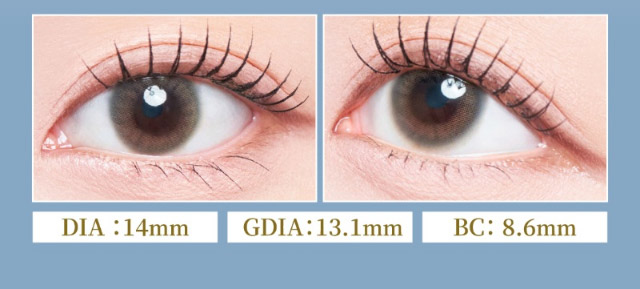 トワイライトリリー装用写真,DIA14mm,GDIA13.1mm,BC8.6mm|女神のような美しさをコンセプトに瞳に艶と色気を纏うワンデーカラコン,TWICE ミナイメージモデルのワンデーカラコン【MEVILAGE(メビラージュ)】1day,10枚入り,DIA14.0mm,BC8.6mm