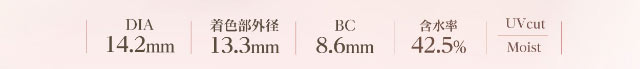 DIA14.2mm,BC8.6mm,含水率42.5%,UVカット,うるおい成分|小松菜奈ちゃんイメージモデルネオサイトワンデーシエルUV
