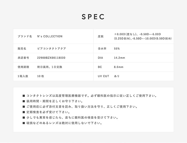 エヌズコレクションのスペック詳細|渡辺直美さんプロデュースのハイセンスワンデーカラコンN'sCOLLECTION(エヌズコレクション)