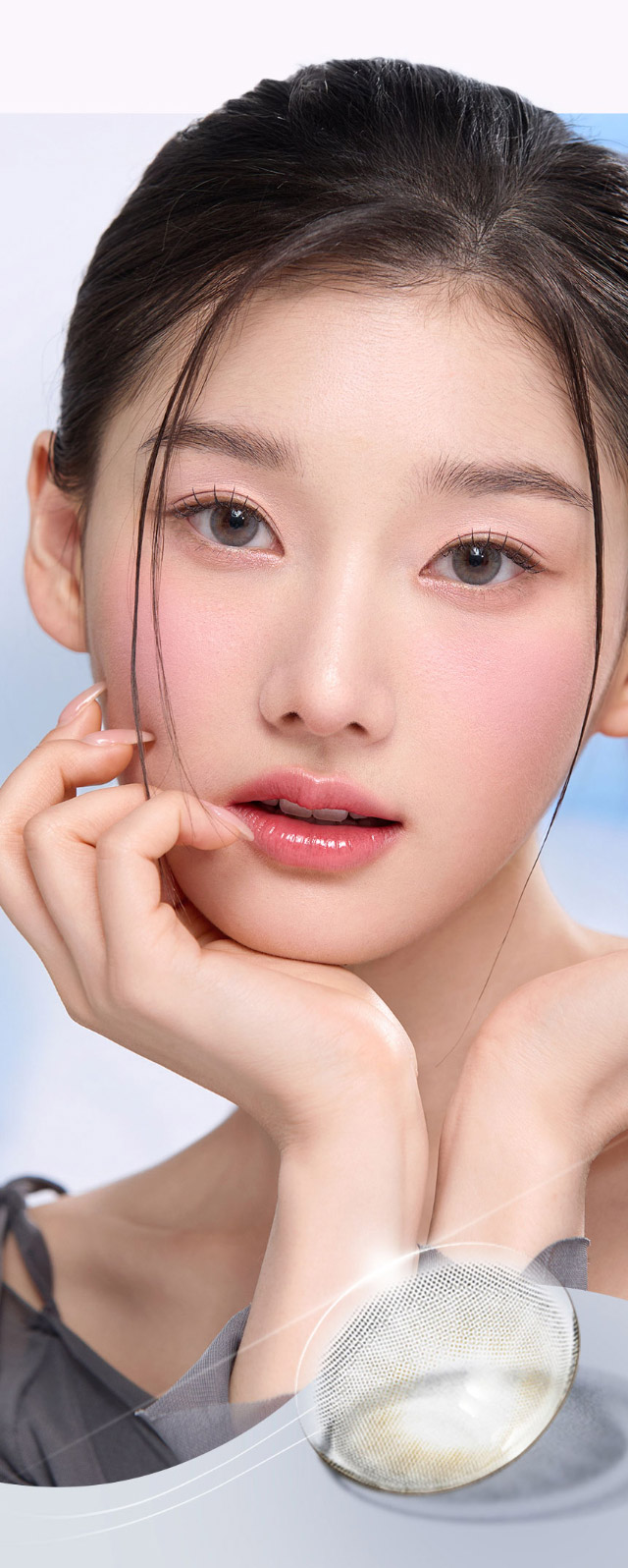 オーレンズ フレンチシャインワンデーのグレーはふんわりとしたグレーカラーでロマンチックな瞳を演出|韓国カラコン オーレンズ フレンチシャインワンデー(OLENS French Shine 1day)華やかに輝くロマンチックな瞳になれるワンデーカラコン