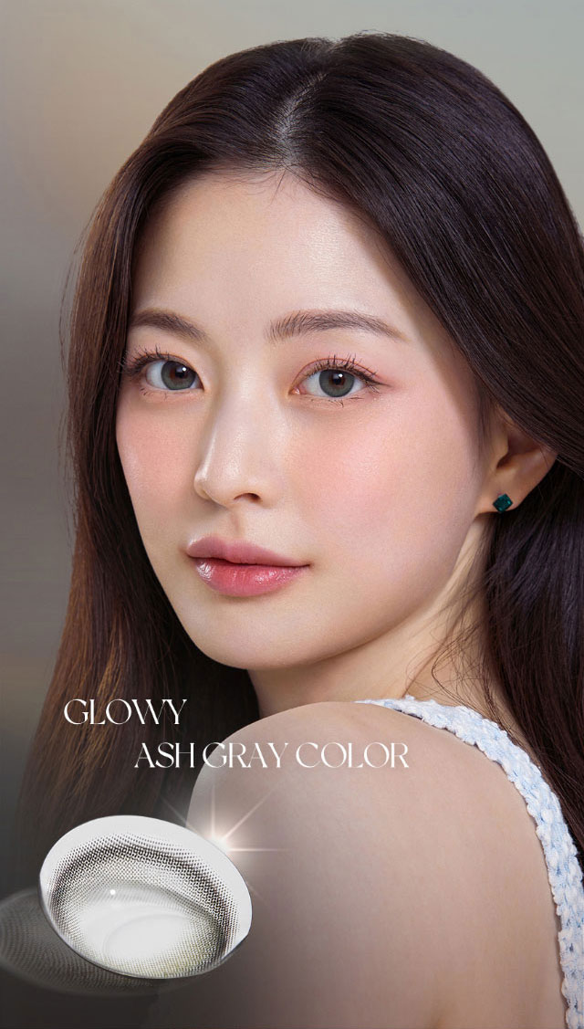 グローイアッシュグレー装用モデル写真|New Jeansイメージモデル 韓国カラコン オーレンズグローイワンデー(OLENS Glowy 1day)