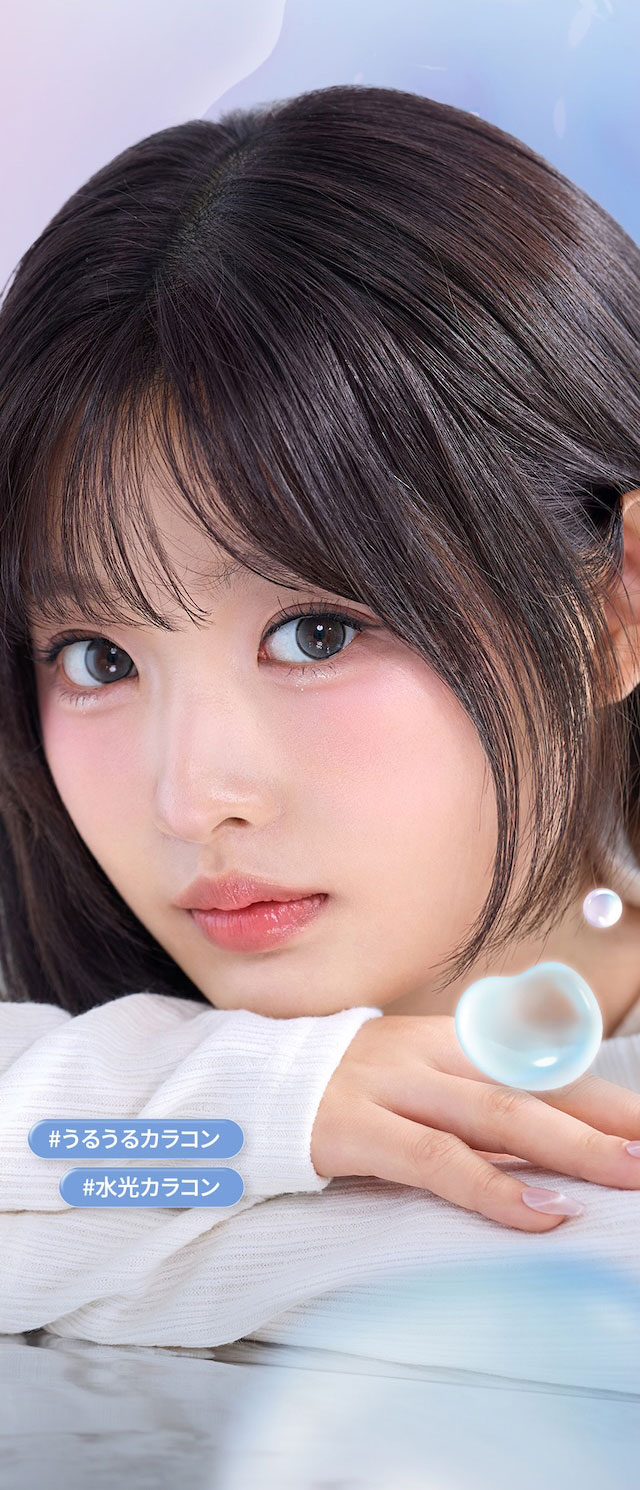 #うるうるカラコン / #水光カラコン|度あり10枚 グレー オーレンズ グローイティア OLENS Glowy Tear DIA:14.2mmmm MEOVV(ミヤオ)  ワンデー カラコン カラーコンタクトレンズ