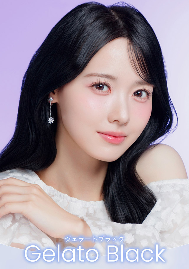 ジェラートブラック|アイドル担当ヘアメイク夢月プロデュース♡アイドルメイクのプロがつくるうるみ裸眼風レンズ,松本ももなイメージモデル,プロウィンク(ProWink)ブルーライトカット,ワンデー,1day,10枚入り