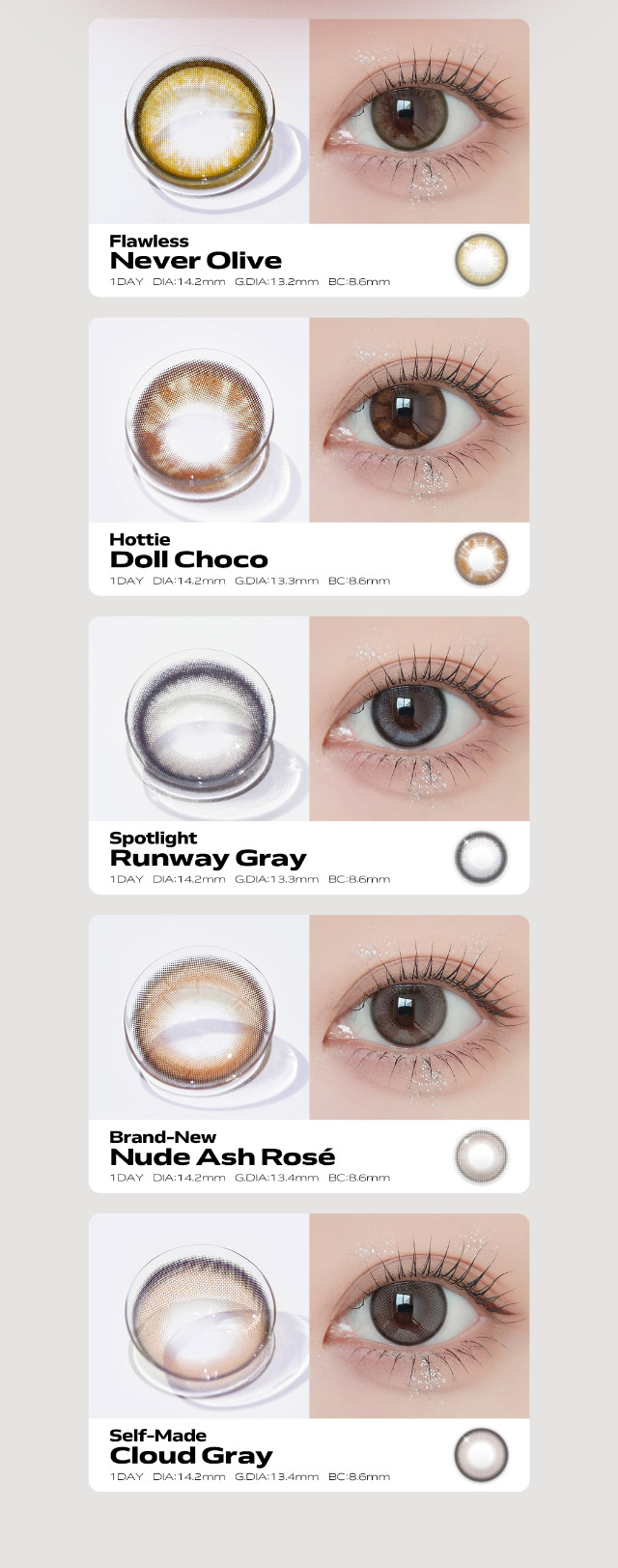 クラセストのカラーラインナップ一覧|最新の韓国トレンドを盛り込んで表現したワンデーカラコン【クラセスト(Qrsessed)】ワンデーカラコン,1day,DIA14.2mm,含水率38.0%,低含水
