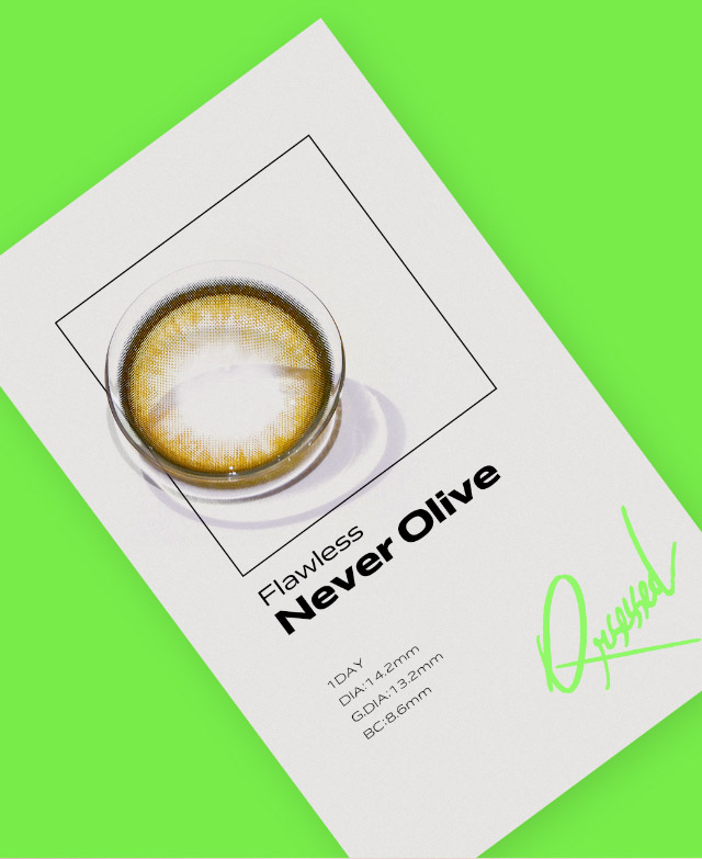 ネバーオリーブレンズ写真|最新の韓国トレンドを盛り込んで表現したワンデーカラコン【クラセスト(Qrsessed)】ワンデーカラコン,1day,DIA14.2mm,含水率38.0%,低含水