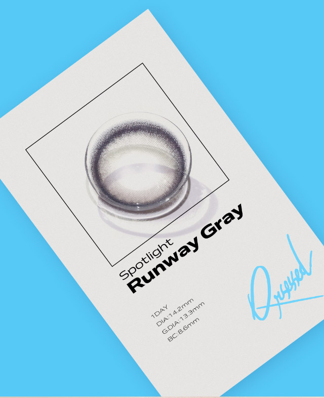 ランウェイグレーレンズ写真|最新の韓国トレンドを盛り込んで表現したワンデーカラコン【クラセスト(Qrsessed)】ワンデーカラコン,1day,DIA14.2mm,含水率38.0%,低含水