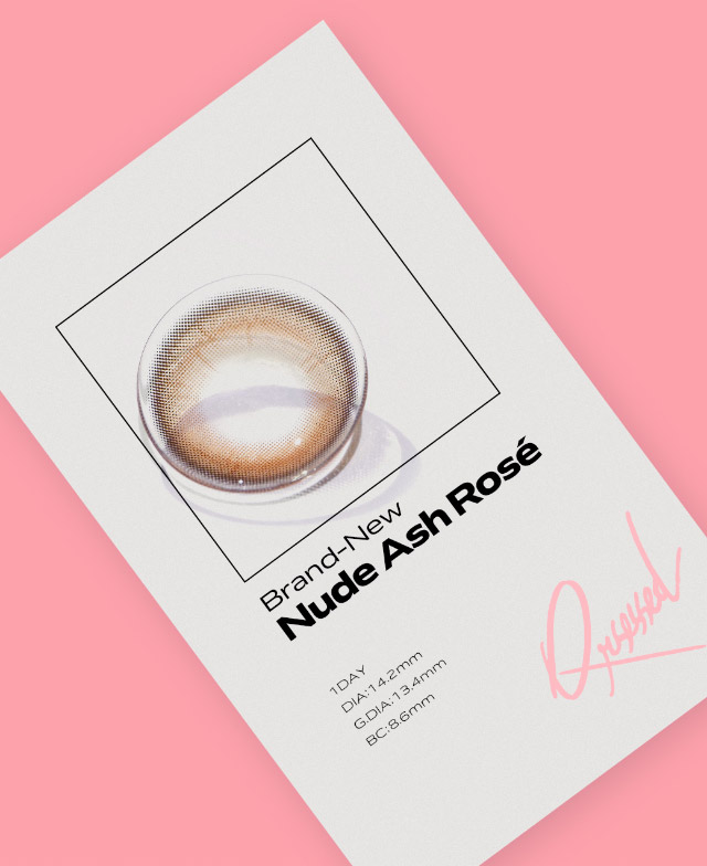 ヌードアッシュロゼレンズ写真|最新の韓国トレンドを盛り込んで表現したワンデーカラコン【クラセスト(Qrsessed)】ワンデーカラコン,1day,DIA14.2mm,含水率38.0%,低含水