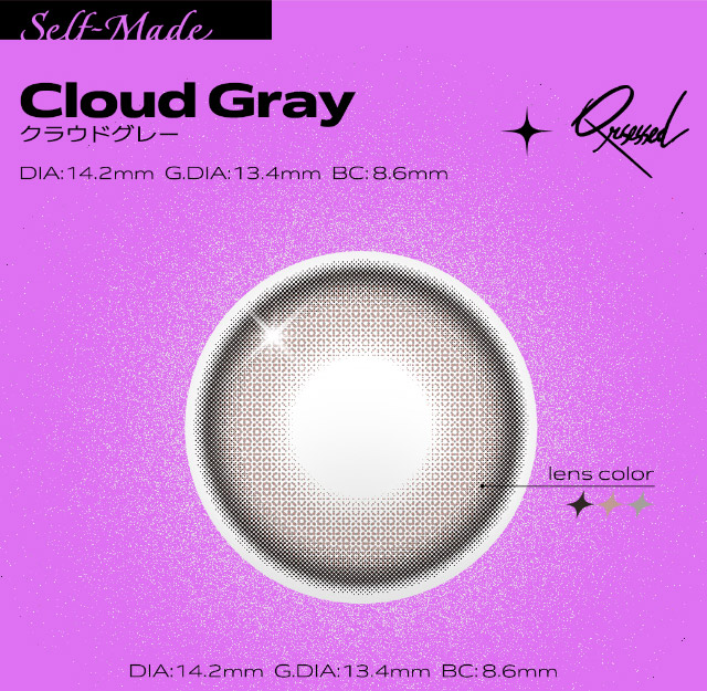 クラウドグレーレンズ写真,DIA14.2mm,着色直径13.4mm,BC8.6mm|最新の韓国トレンドを盛り込んで表現したワンデーカラコン【クラセスト(Qrsessed)】ワンデーカラコン,1day,DIA14.2mm,含水率38.0%,低含水