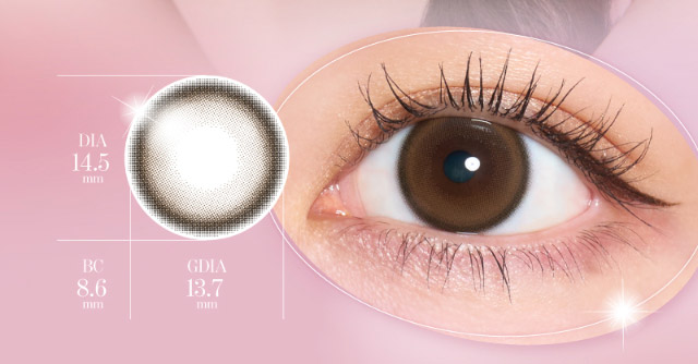 ベベブラン装用写真,DIA14.5mm,BC8.6mm,GDIA13.7mm|人気Youtuber Rちゃんプロデュース「キュプリエワンマンス(Quprié 1month)」1month,DIA14.5mm,GDIA13.7mm,BC8.6mm,含水率38%,UVカット