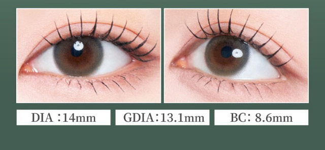 クリスタルヴェール装用写真,DIA14mm,GDIA13.1mm,BC8.6mm|自信を語る、主役のまなざし TWICE サナイメージモデルのワンデーカラコン【RADIRIS(ラディリス)】1day,10枚入り,DIA14.0mm,BC8.6mm