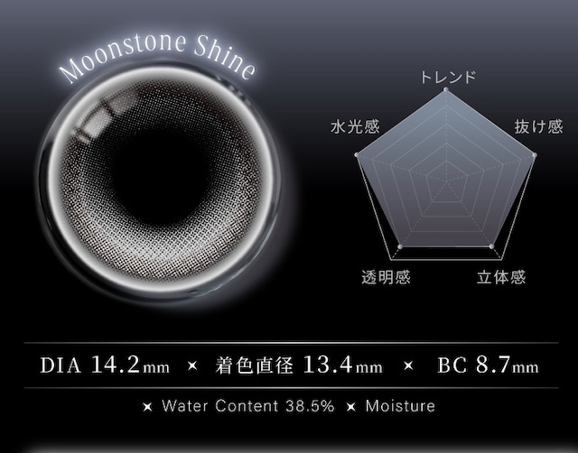 DIA 14.2mm × 着色直径 13.4mm × BC 8.7mm|度あり・度なし 10枚 ラディリス ムーンストーンシャイン DIA:14.2mm ワンデー カラコン カラーコンタクトレンズ