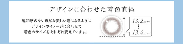 デザインに合わせた着色直径|KIM CHAEWON (キム・チェウォン) of LE SSERAFIMイメージモデルのレヴィア ブルーライトバリアワンデー カラー(REVIA Blue Light Barrier 1DAY color,ブルーライトカット,紫外線カット,1day,10枚入り,DIA14.1mm,BC8.7