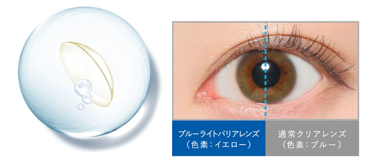 レヴィアブルーライトワンデーカラーの装用比較