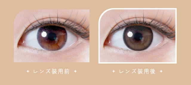 ノーブルブラウン装用写真|ナチュラルで透明感のある瞳になれる2WEEKカラコン,RICHI STANDARD 2WEEK SERIES(リッチスタンダードツーウィーク),2week,1箱6枚入り,DIA14.2mm,BC8.6mm