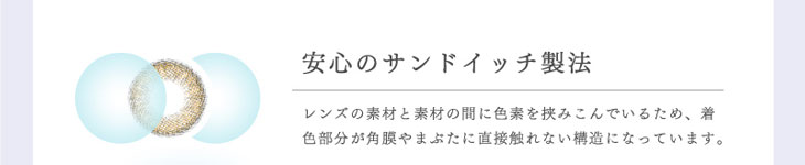 リッチスタンダードアンビエンスシリーズは安心のサンドイッチ製法でレンズの色素から瞳を守る