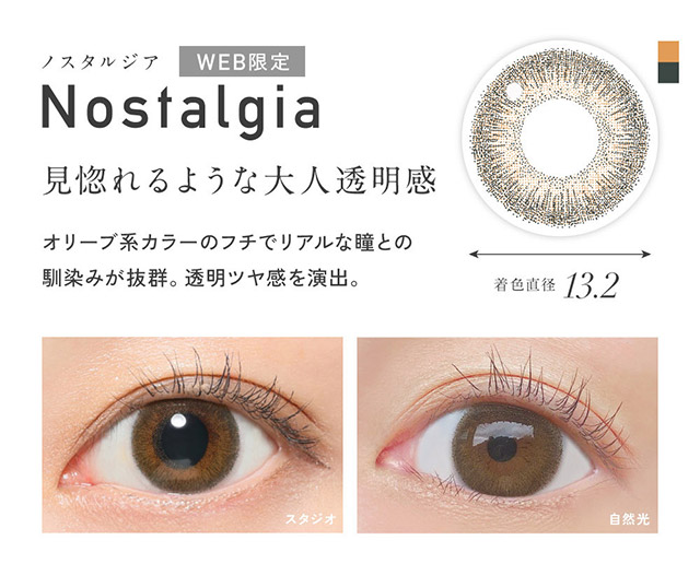 レヴィアワンデーカラーカラコン ノスタルジア|KIM CHAEWON (キム・チェウォン) of LE SSERAFIMイメージモデルのワンデーカラコン レヴィア ワンデー(ReVIA 1DAY)DIA14.1mm,BC8.6mm,UVカット,うるおい高含水レンズ,瞳に色素が触れない製法,うるおい成分