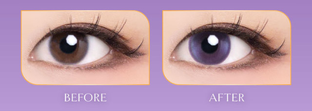 インシャンパープルの装用写真|ひめたる麗しさイマドキワンホン「ヴィレジェ(VILLEGE)」,1day,DIA14.2/14.5mm,BC8.6mm,1箱10枚入り