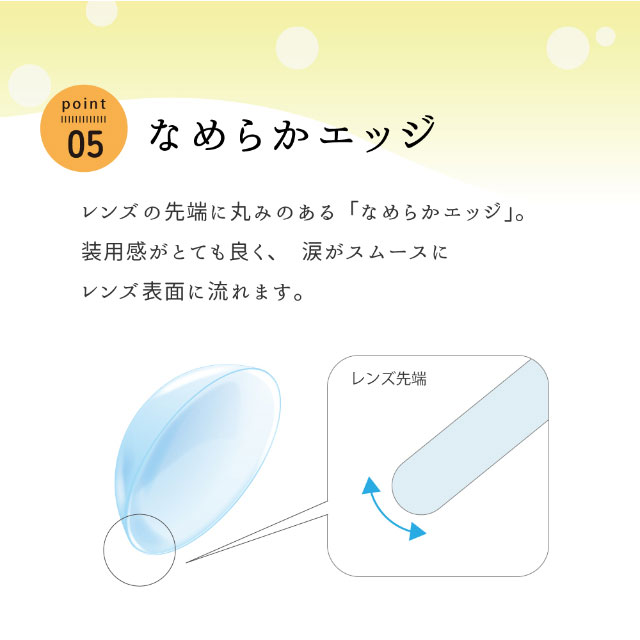 なめらかエッジ|日本初のビタミン配合レンズ【ビタミンレンズ(Vitamin Lens)】水分たっぷりの高含水で瞳を守るUVカット&潤い成分配合で瞳に優しいクリアコンタクトレンズ