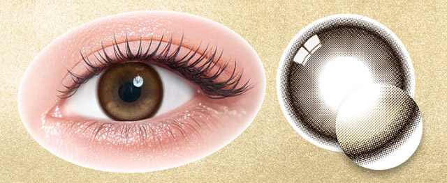 ハニーグロスのレンズ写真と装用写真|一条響イメージモデル【カラーズワンデー-colors 1day-】1day,ハーフ,色素薄い系,盛れる,GAL,ギャル,カラーズ