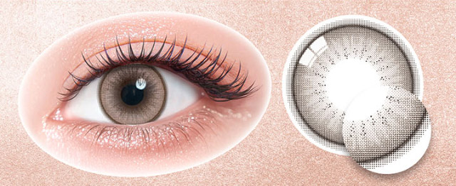 シルクティントベージュのレンズ写真と装用写真|一条響イメージモデル【カラーズワンデー-colors 1day-】1day,ハーフ,色素薄い系,盛れる,GAL,ギャル,カラーズ